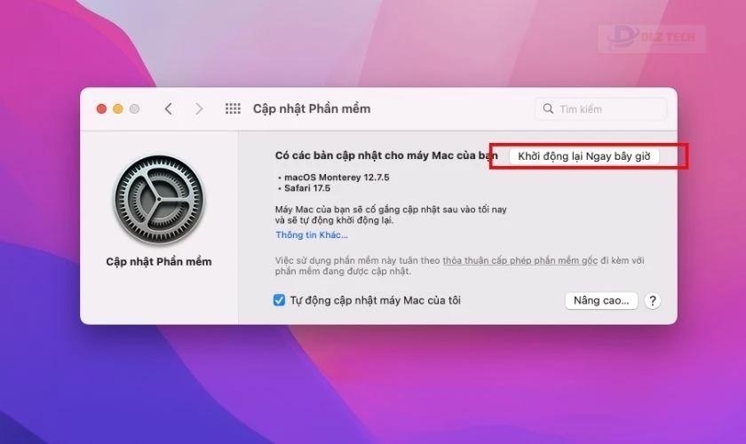 Nhấn vào Khởi động lại Ngay bây giờ