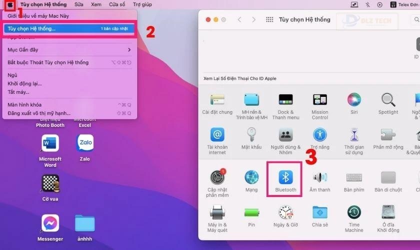 Nhấp vào biểu tượng Apple menu để tắt Bluetooth