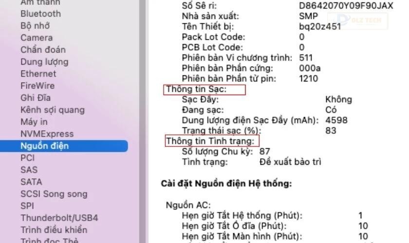 Cách kiểm tra tần suất sạc của Macbook trên máy