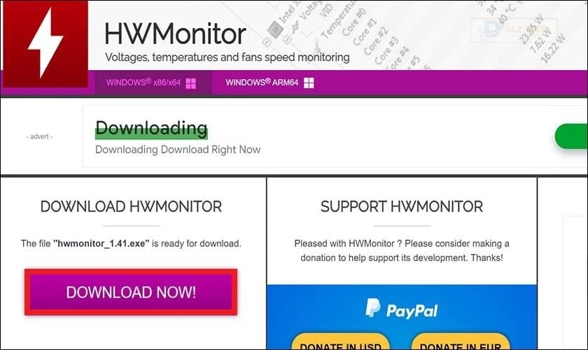 Kiểm tra pin laptop bằng phần mềm CPUID HWMonitor