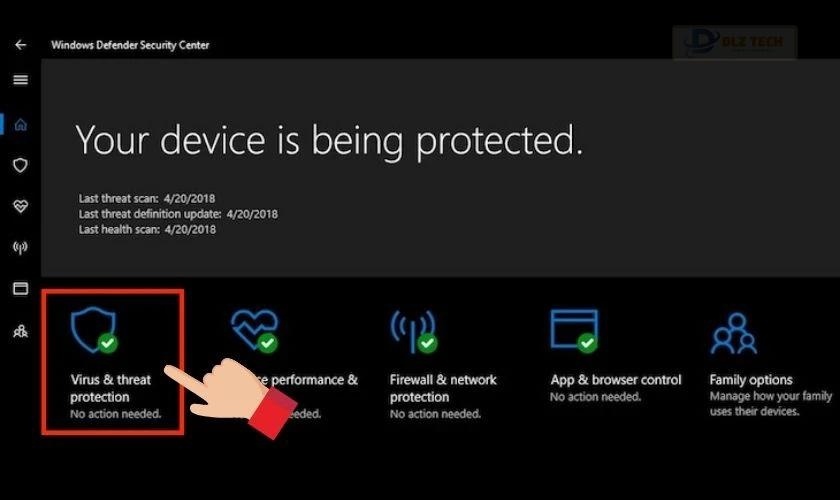 Bấm chọn tiếp vào Virus & threat protection