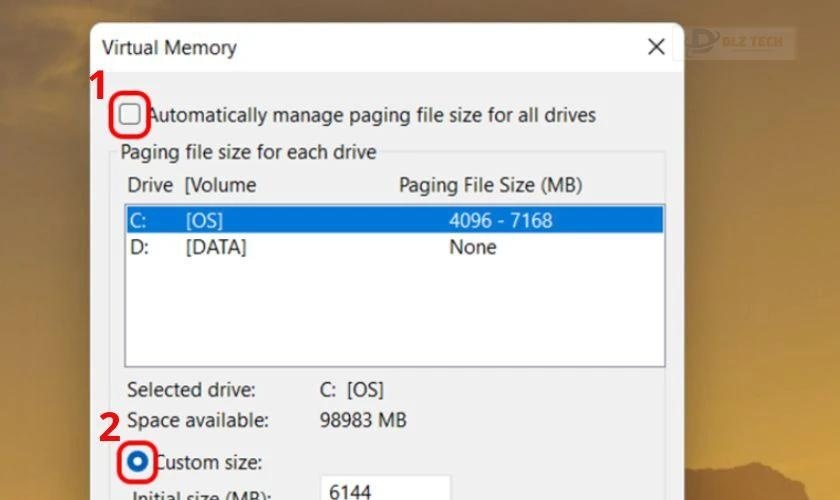 Bỏ tính năng tự động tạo RAM ảo của máy để