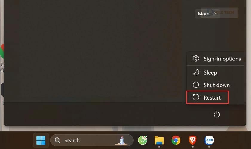 Cuối cùng bạn chọn vào Restart