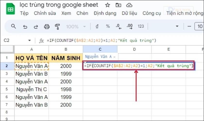 Lọc giá trị xuất hiện từ 2 lần trở lên