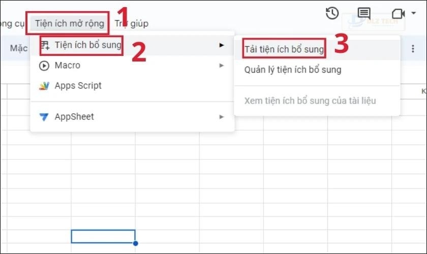 Sử dụng tiện ích trong Google Sheets