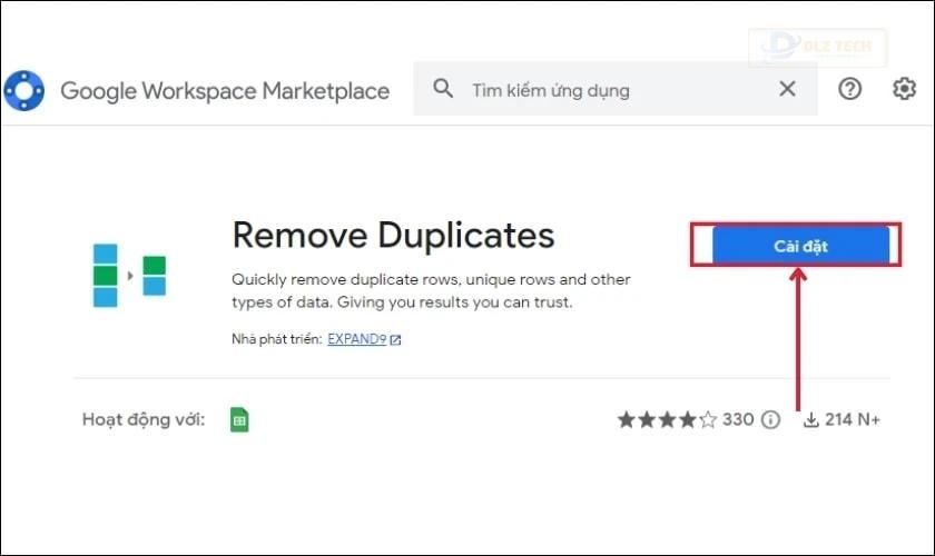 Cài đặt tiện ích trong Google Sheets