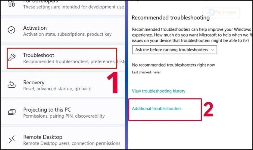 Chọn mục Troubleshoot rồi chọn Additional troubleshooters