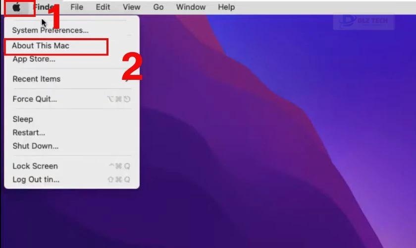 Nhấn vào logo Apple trên MacBook