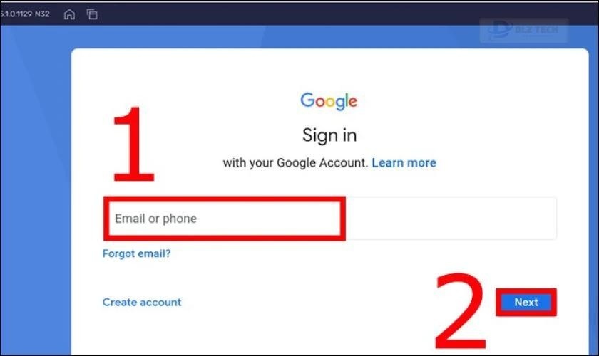 Nhập Email và nhấn chọn Next