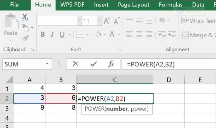 Cách sử dụng trực tiếp hàm Power kèm ví dụ