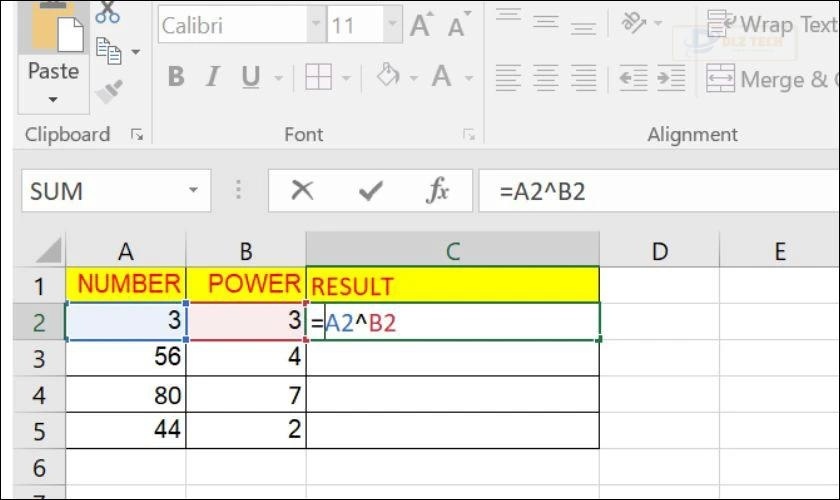 Sử dụng dấu ^ thay cho hàm Power trực tiếp