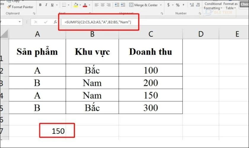 Tính tổng dữ liệu số với điều kiện nhất định dùng hàm SUMIFS
