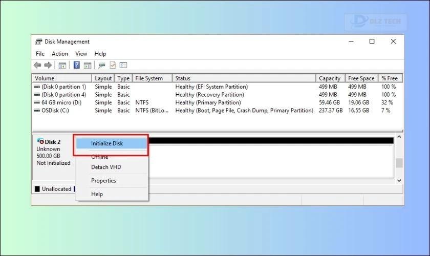 Bước để Initialize Disk