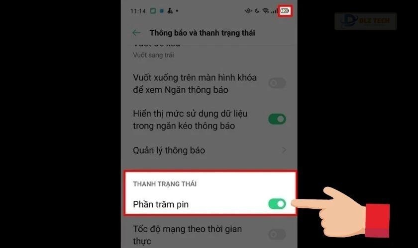 Kích hoạt hiển thị phần trăm pin
