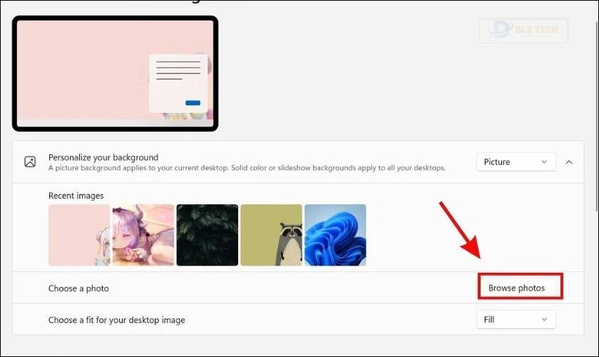 Chọn hình nền mặc định