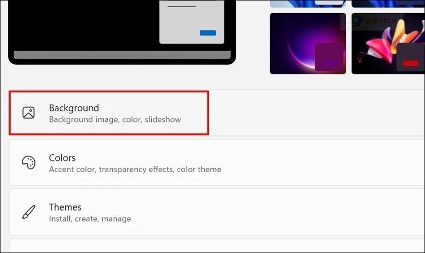 Menu Personalize trên desktop