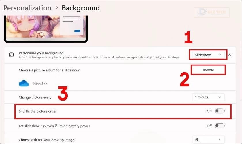 Chọn Background cho Slide Show