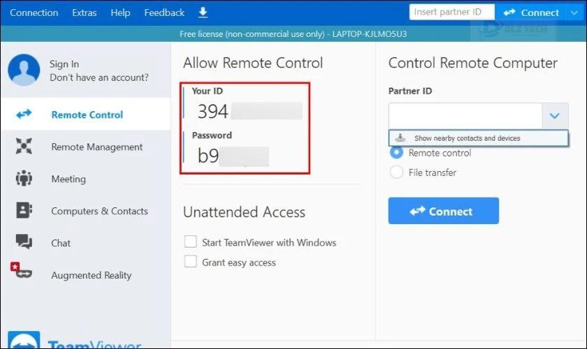 Kết nối điện thoại với máy tính bằng TeamViewer