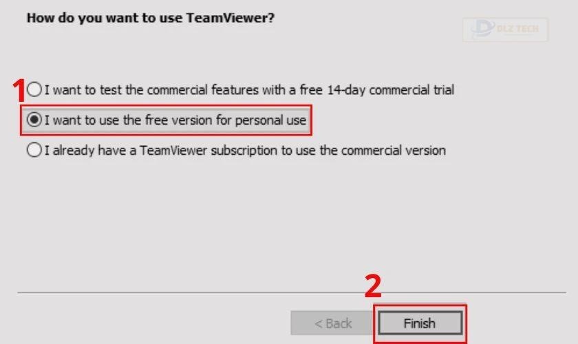 Tích chọn dòng chữ I want to use the free version for personal use