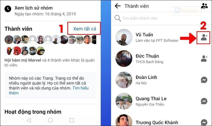 Kết bạn từ nhóm