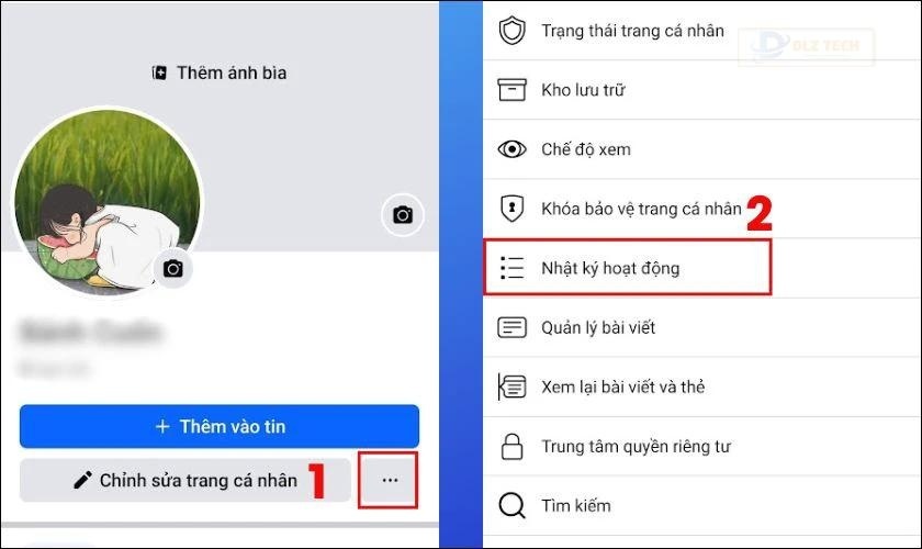 Nhấn vào Nhật ký hoạt động