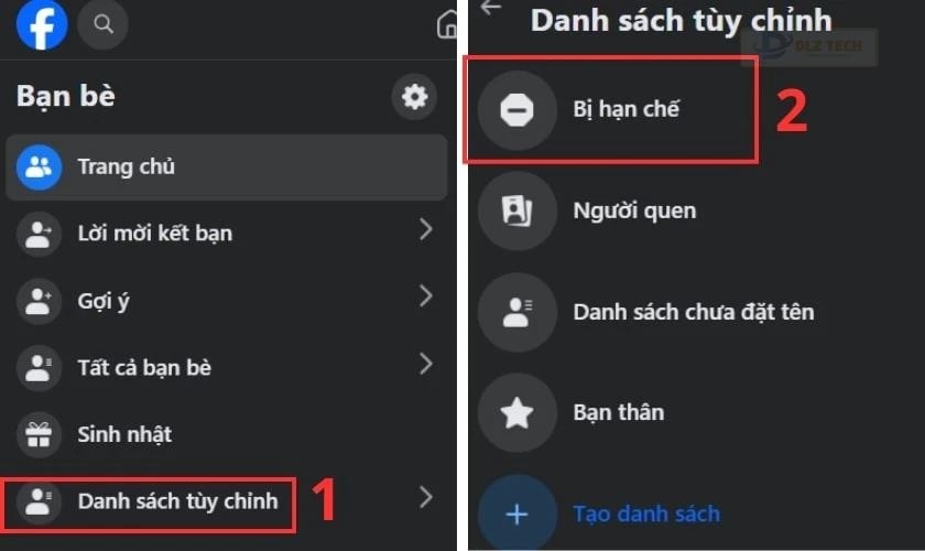 Vào Bị hạn chế
