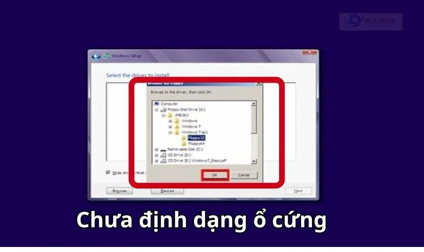 Ổ cứng chưa được định dạng thích hợp gây nên lỗi cài Win không nhận ổ cứng