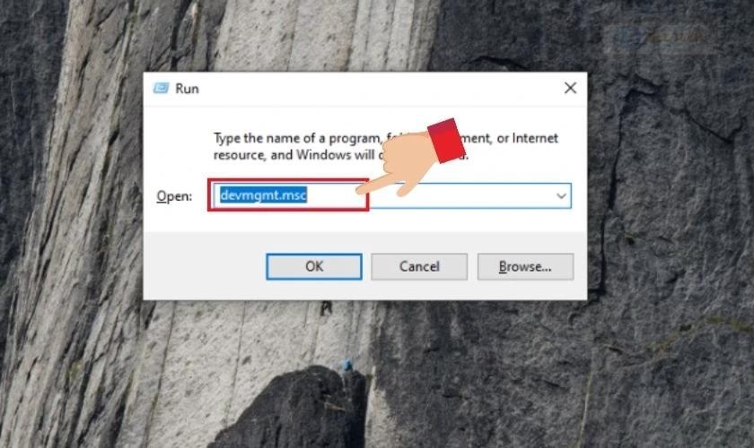 Mở nhanh Device Manager thông qua hộp thoại Run