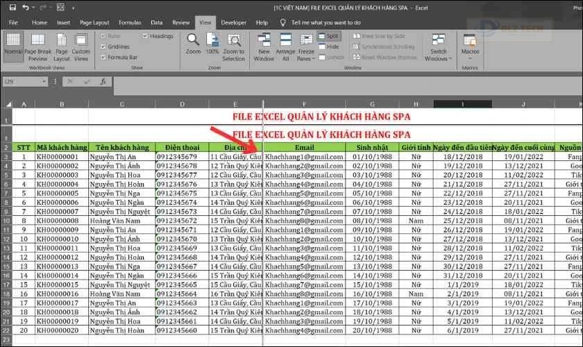 Tách trang trong Excel