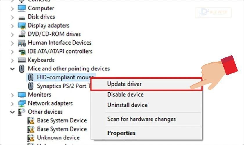 Chọn Update driver để hệ thống tự cập nhật Driver mới về máy
