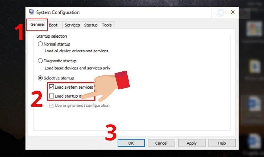 Bỏ tick theo hướng dẫn để thay đổi chế độ Clean Boot State