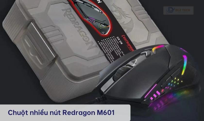 Chuột nhiều nút Redragon M601 sở hữu thiết kế hầm hố đậm chất gaming