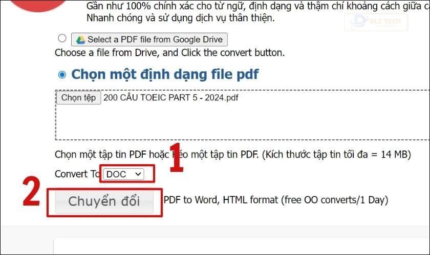 Chọn chuyển đổi như ảnh
