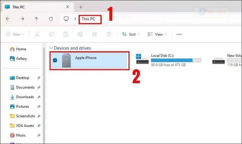 Mở iPhone trong File Explorer