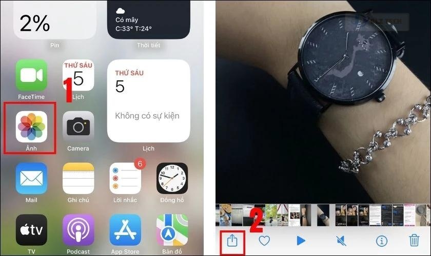 Hãy mở ứng dụng Photos, chọn Thêm vào iCloud Drive
