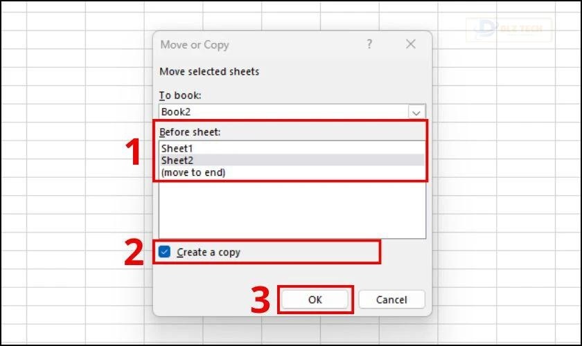 Chọn vào mục Create a copy và nhấn Ok