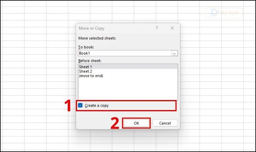 Nhấn vào tùy chọn Create a copy và chọn Ok