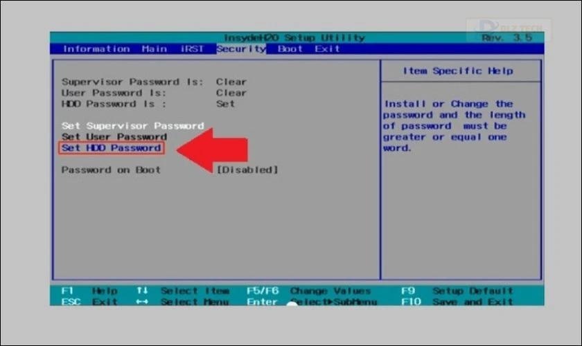 Hướng dẫn cách đặt mật khẩu ổ cứng thông qua BIOS