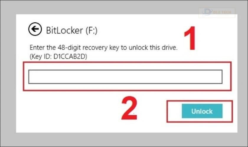 Gõ mật khẩu dự phòng để mở khóa ổ cứng có mật mã