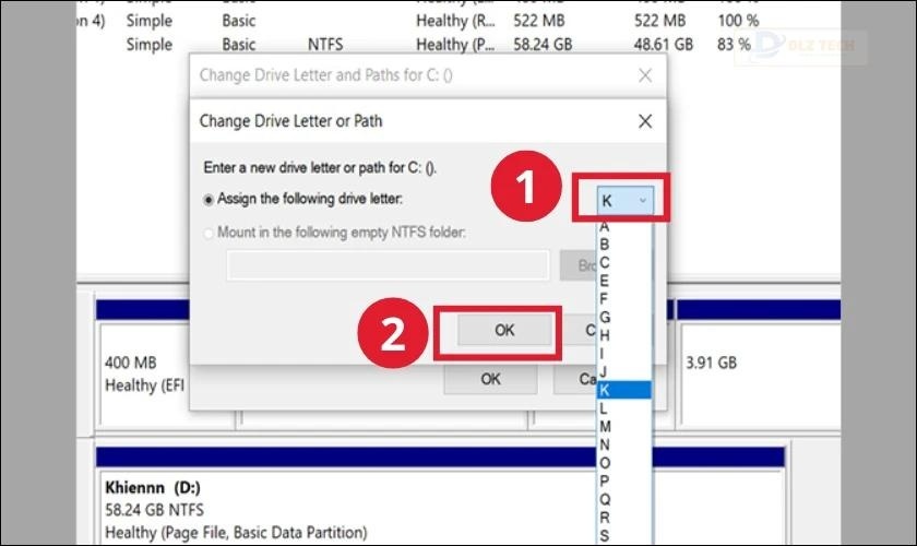 Click vào menu để chọn chữ mà bạn muốn đổi tên