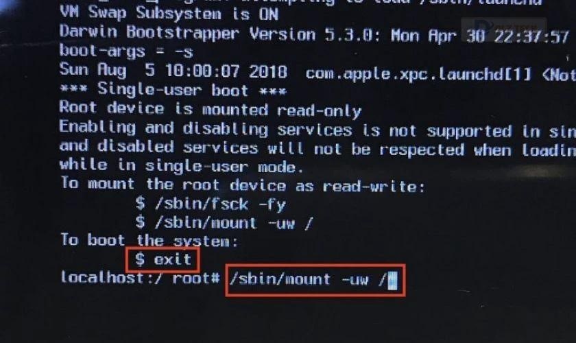 Nhập lệnh theo hướng dẫn và nhấn Enter