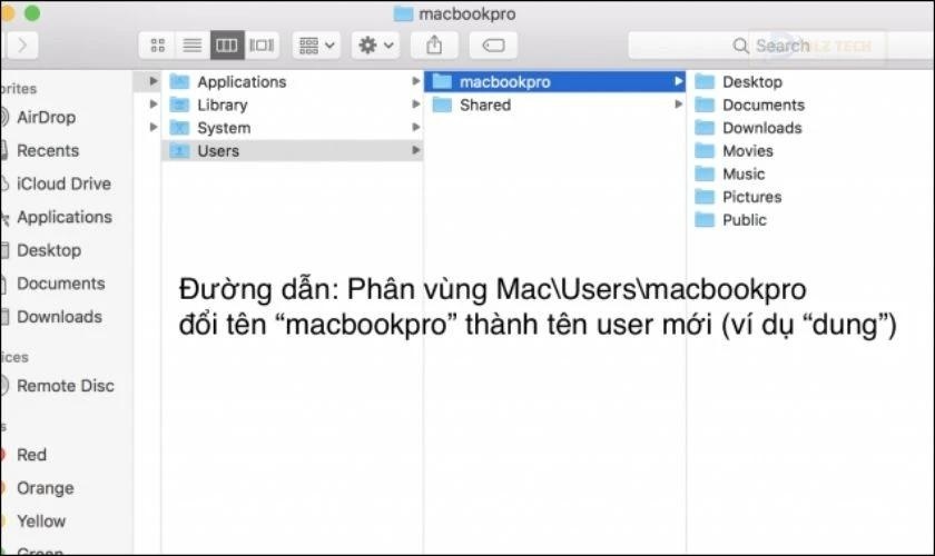 Đổi tên user cũ thành tên user mới