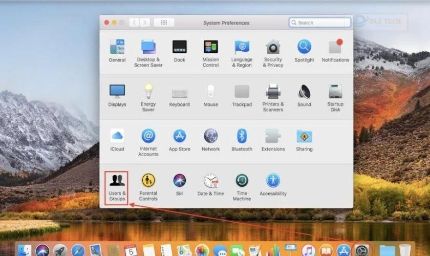 Truy cập System Preference rồi tìm và chọn vào User&Group