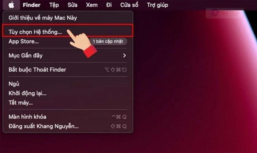 Nhấp vào biểu tượng Apple và chọn Tùy chọn hệ thống