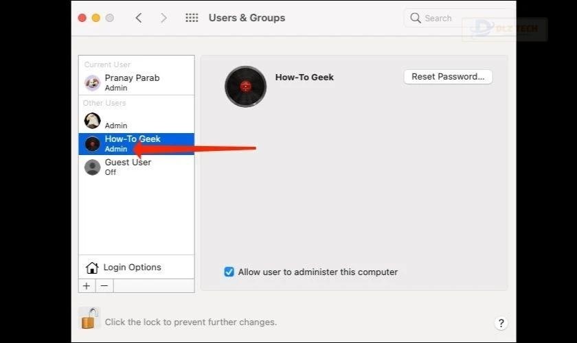 Nhấp vào biểu tượng ổ khóa và nhập mật khẩu admin