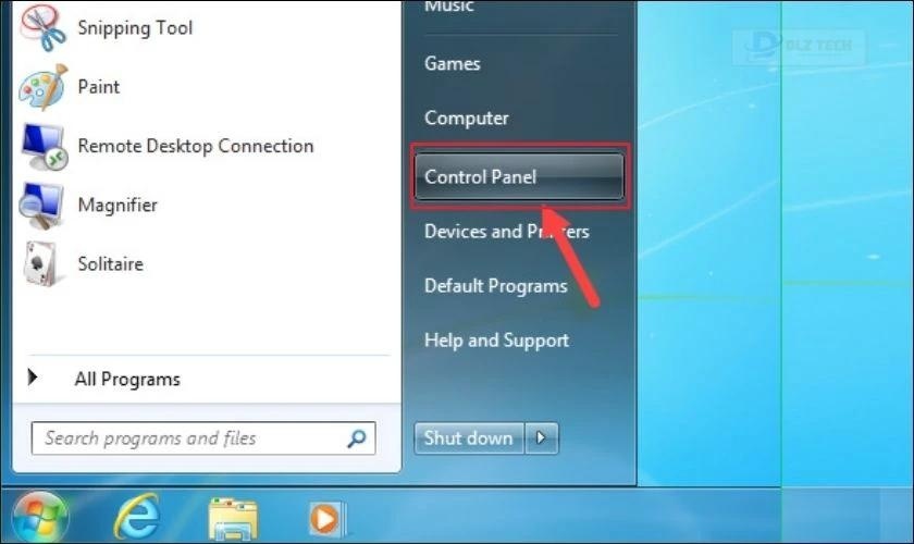 Chọn Control Panel