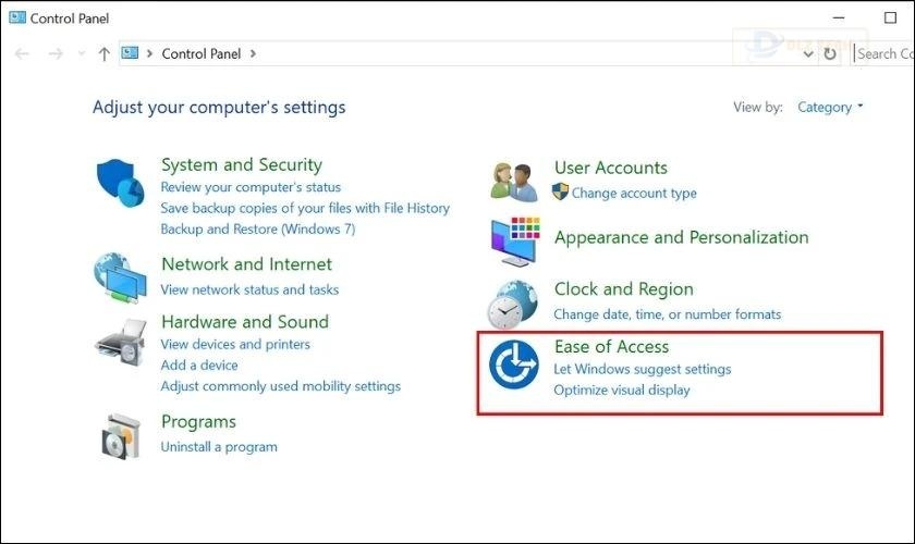 Chọn Ease of Access