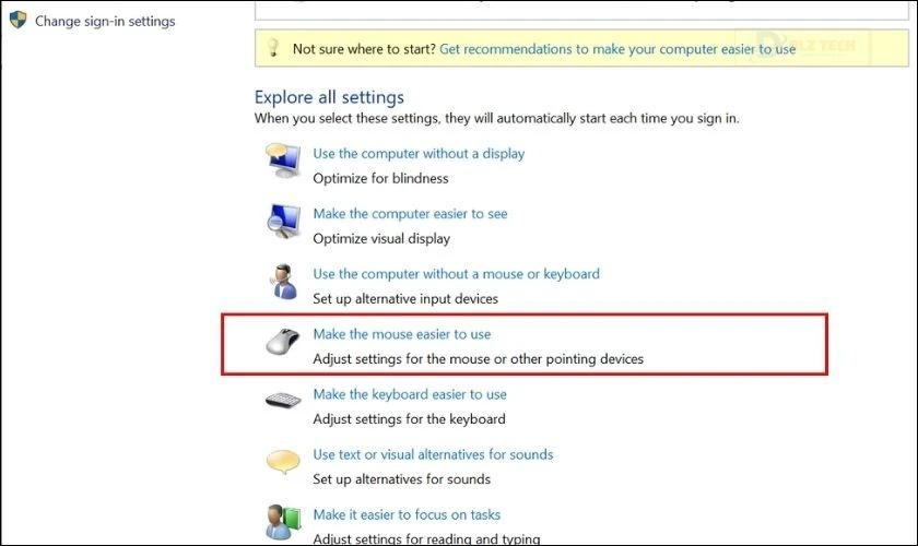 Chọn Make the mouse easier to use