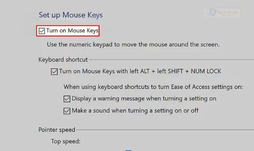Bật Mouse Keys