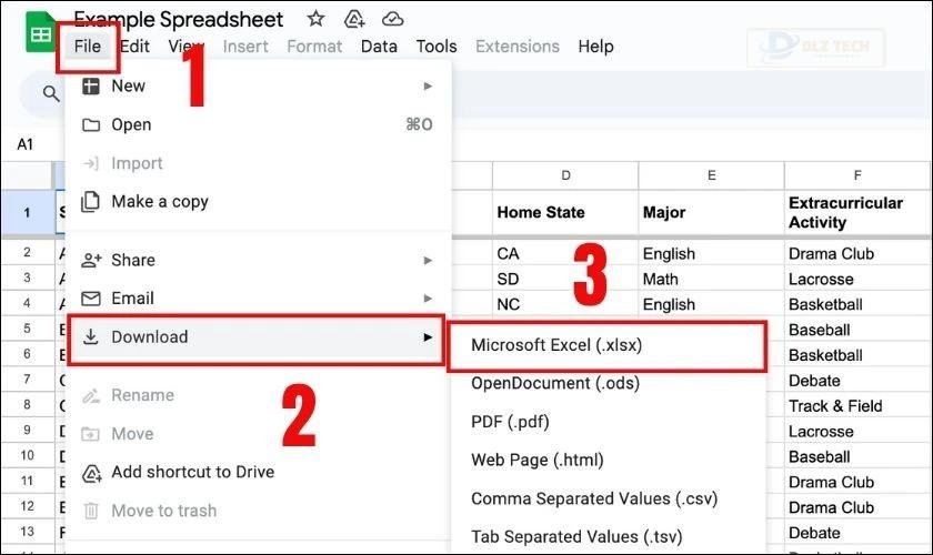 Cách tải file Excel từ Google trang tính có sẵn